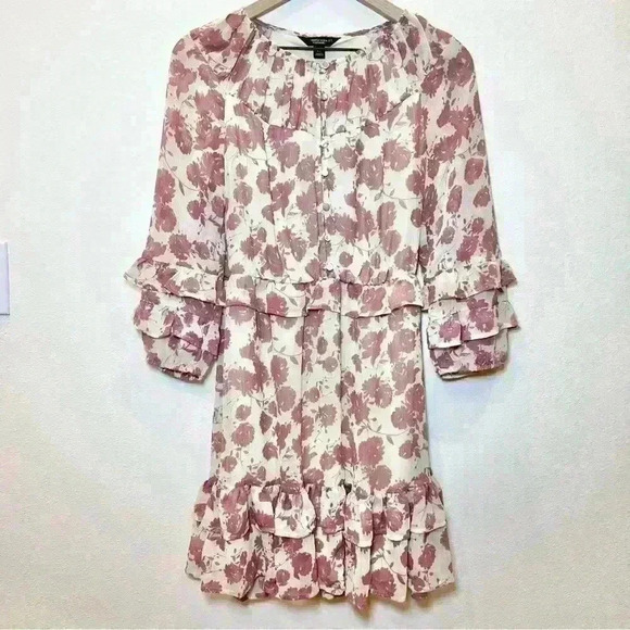 Simply Vera Vera Wang Ruffled Chiffon Drop-Waist Dress Size XS - Picture 2 of 14